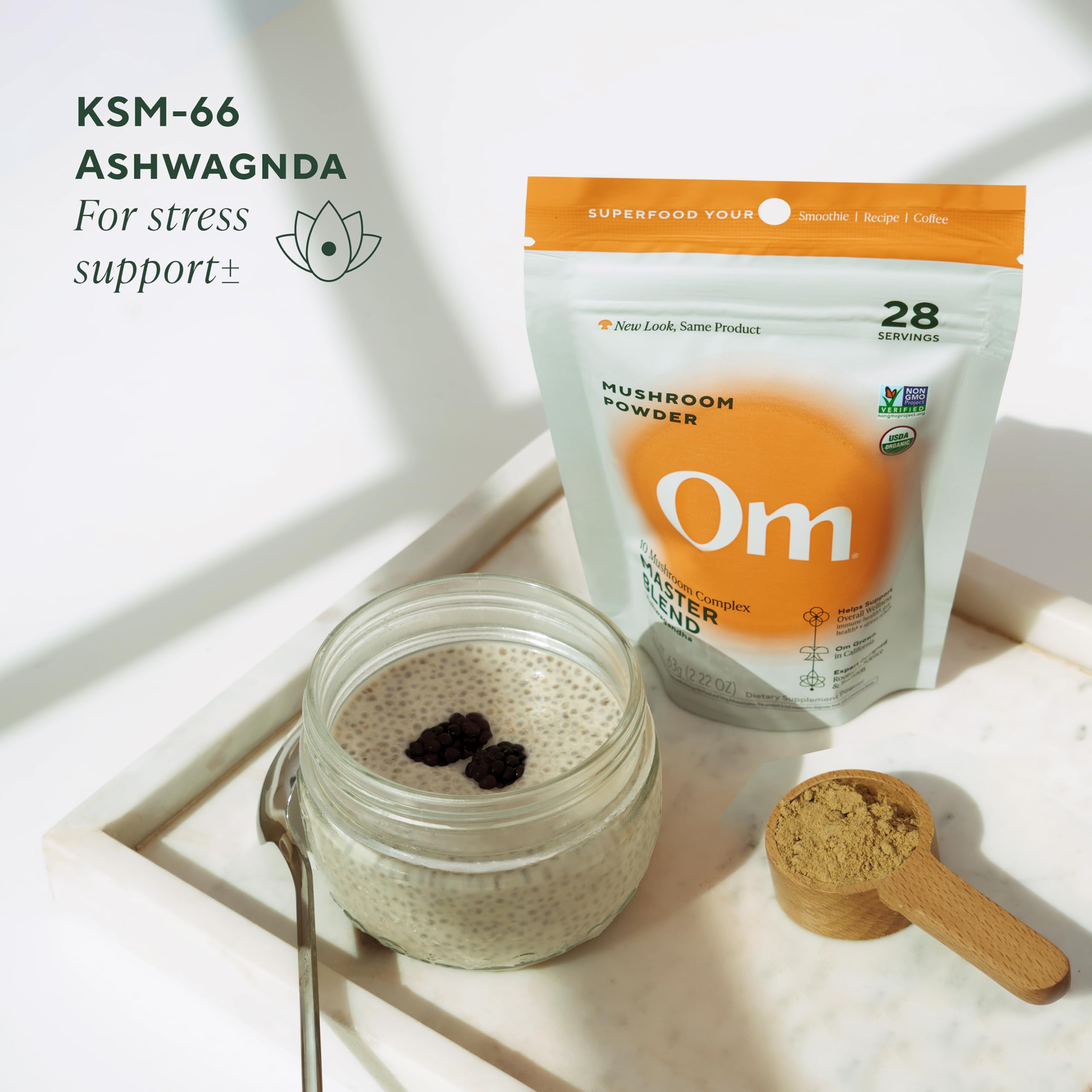 OM Mushrooms Master Blend organic certifications and clean ingredients