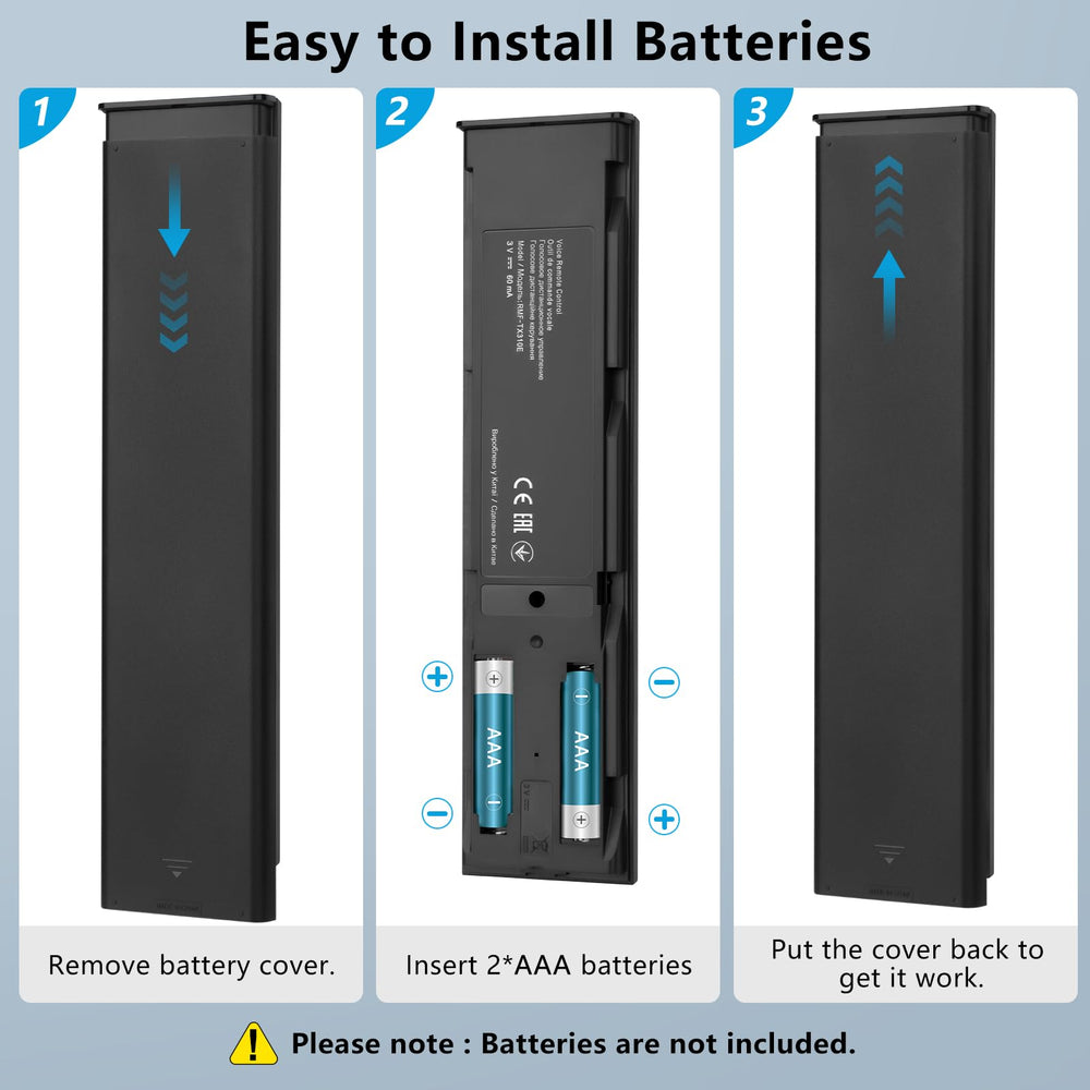 OMAIC remote battery compartment shows required AAA batteries for operation.