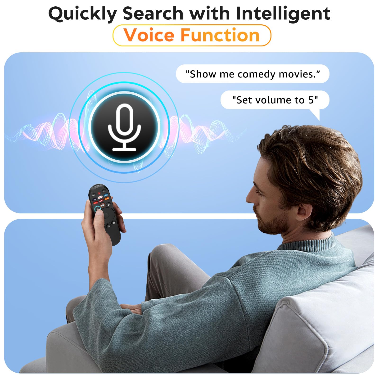 OMAIC XRT270 voice search activation demonstrates hands-free navigation