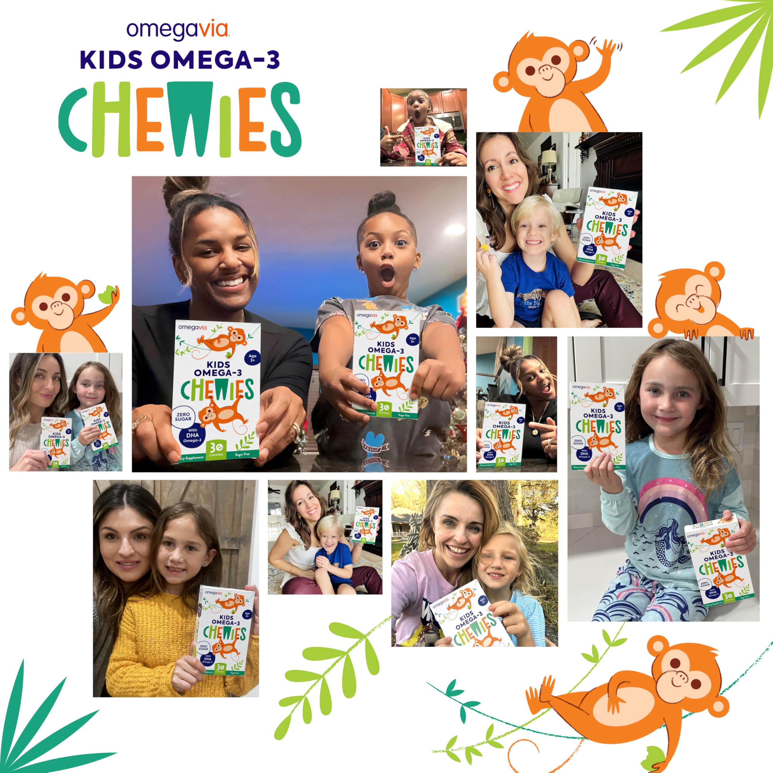 OmegaVia Kids Omega 3 Chewies bite-sized chews, convenient daily snack with DHA/EPA