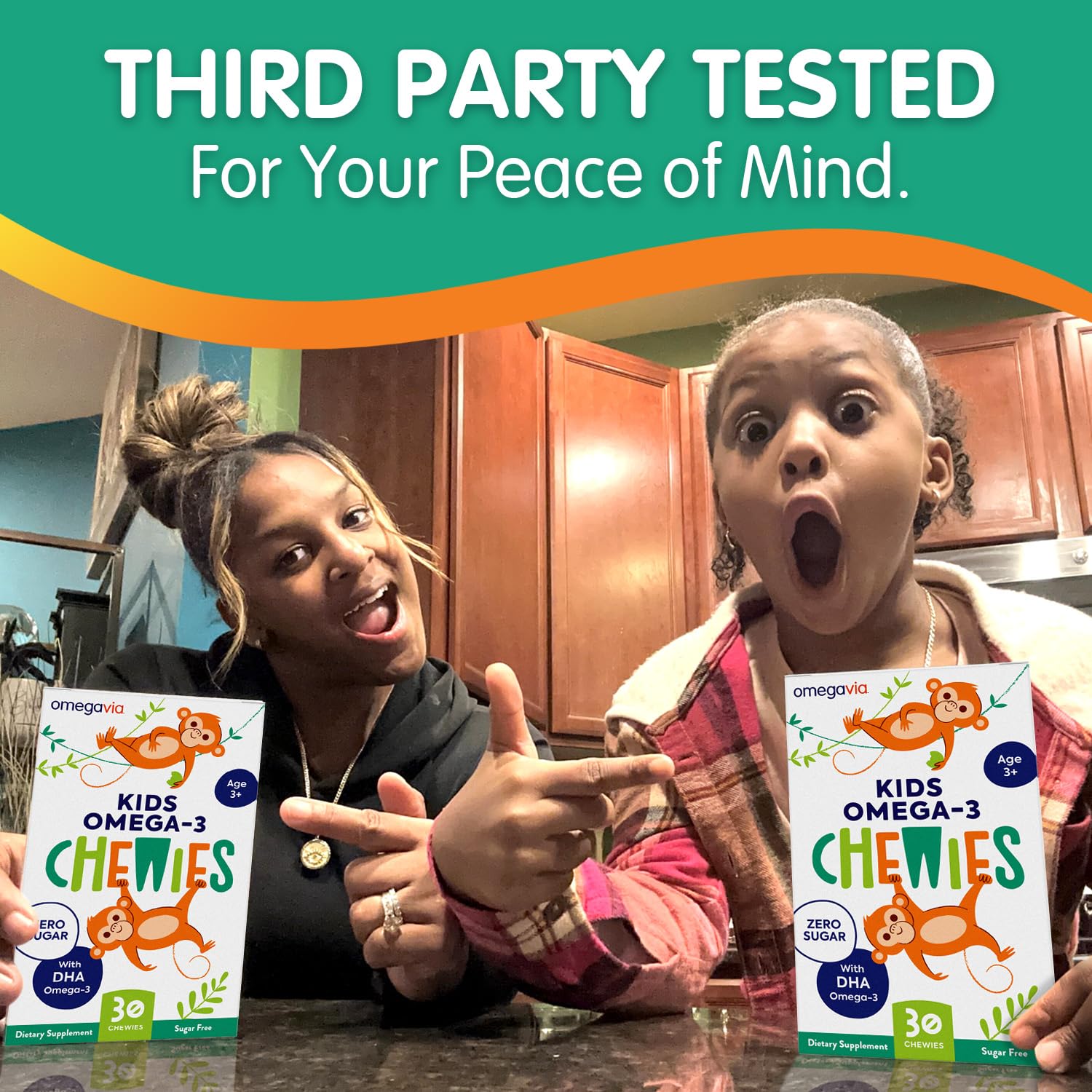 OmegaVia Kids Omega 3 Chewies no fish-taste, masking fish oil with natural flavor