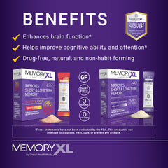 OmegaXL MemoryXL unflavored stick packet for quick hydration and clarity.