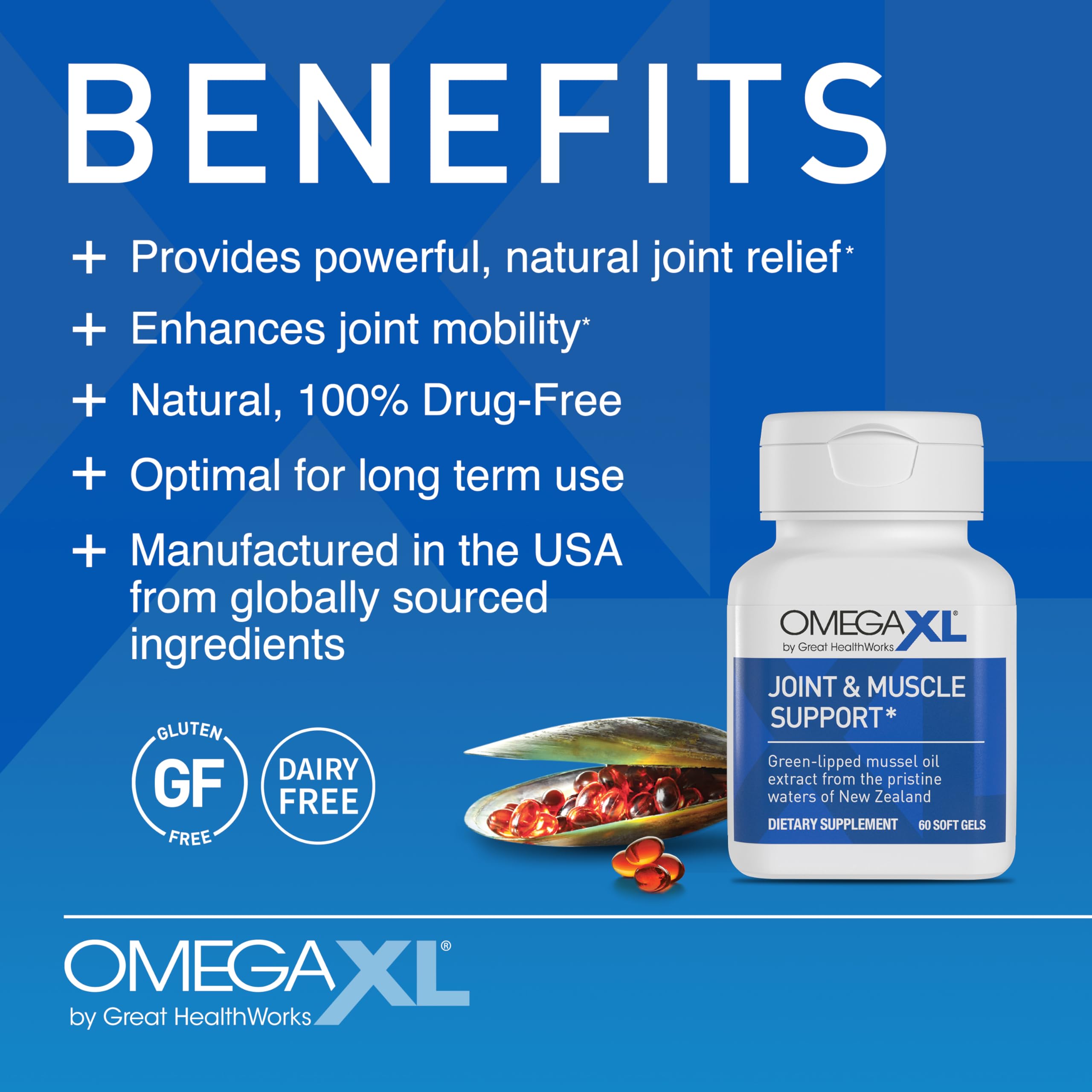 OmegaXL soft gels close-up emphasizing easy-to-swallow capsules.