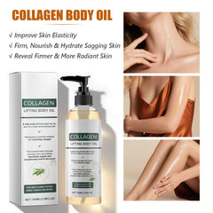 Omexry collagen lifting body oil apply-arm demonstrates targeted moisturization for dry areas