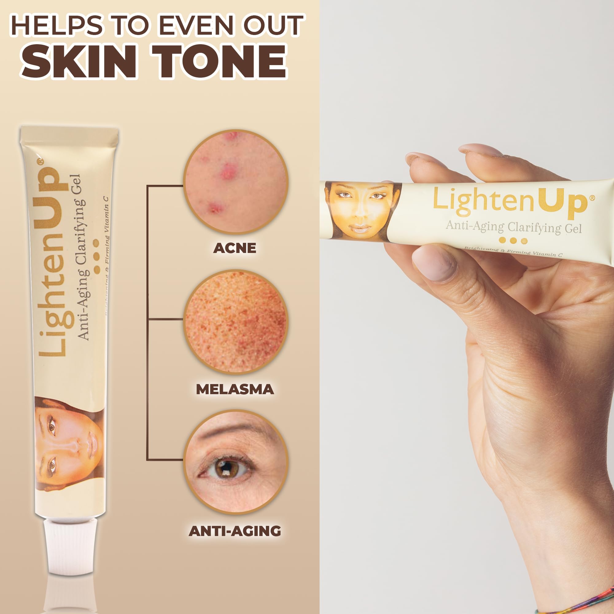 OMIC Lighten-Up Clarifying Gel texture close-up showing quick-absorbing gel.