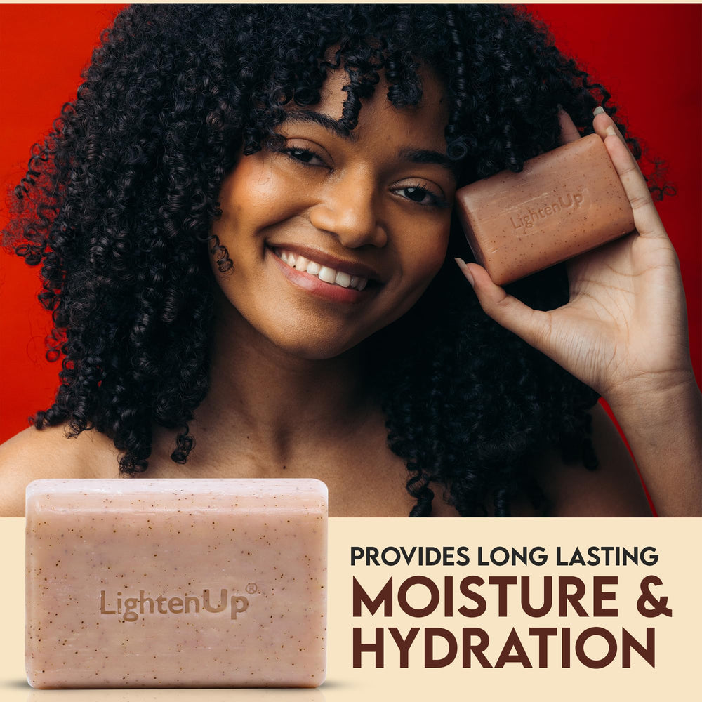 Face use with OMIC Lighten-Up exfoliating soap demonstrating controlled gentle exfoliation