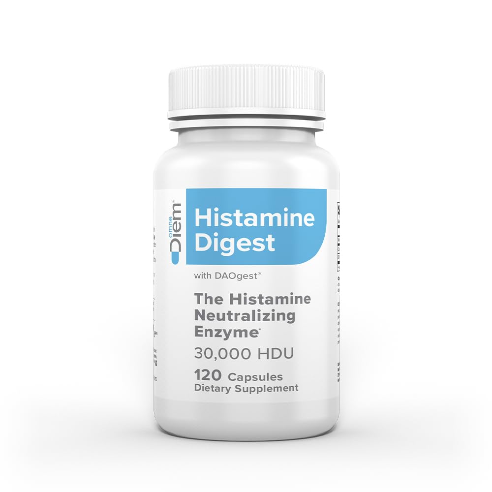 Omne Diem Histamine Digest bottle front view highlighting gut support