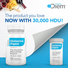 Omne Diem Histamine Digest capsules close-up for fast histamine relief