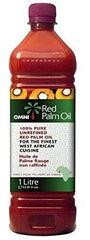 Omni Red Palm Oil bottle, rich in vitamins A and E for cooking and nutrition.