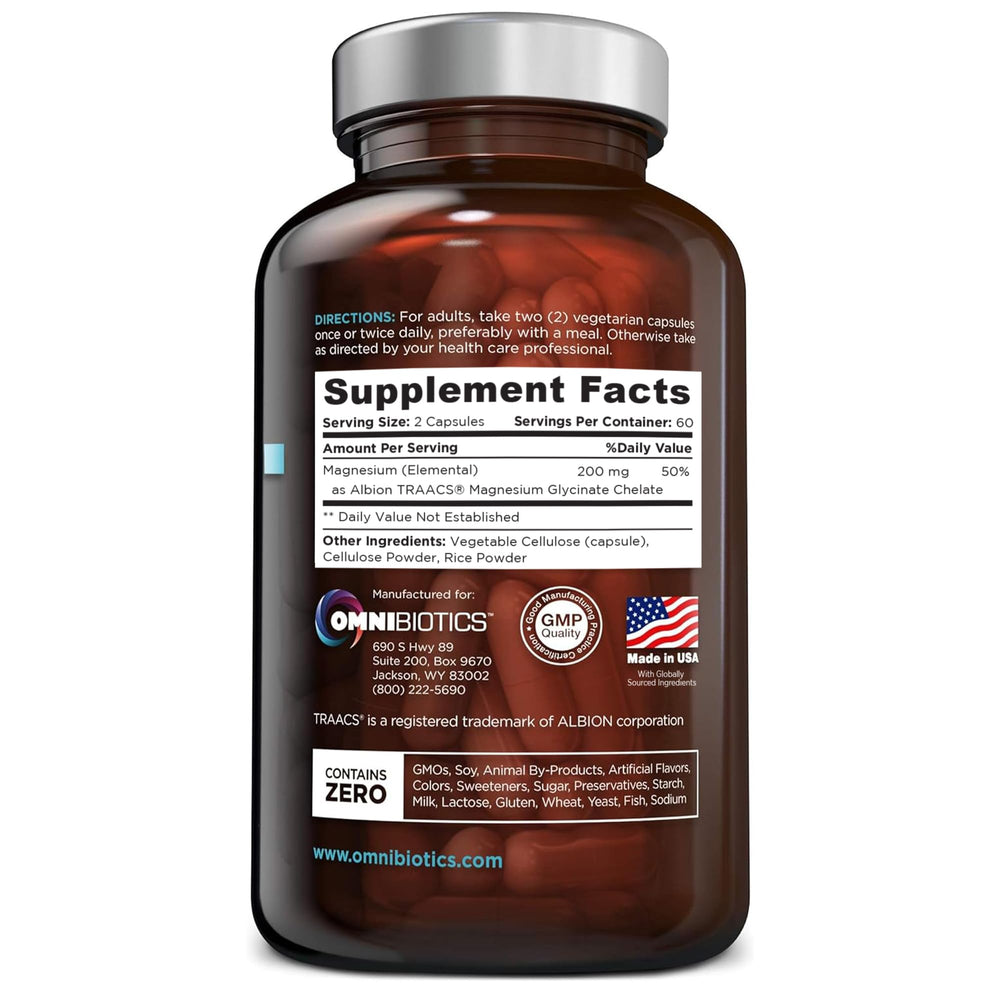 Close-up of OmniBiotics capsules emphasizing smooth digestion support.