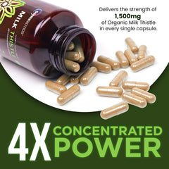OmniBiotics milk thistle capsules pack highlighting 1500mg per capsule