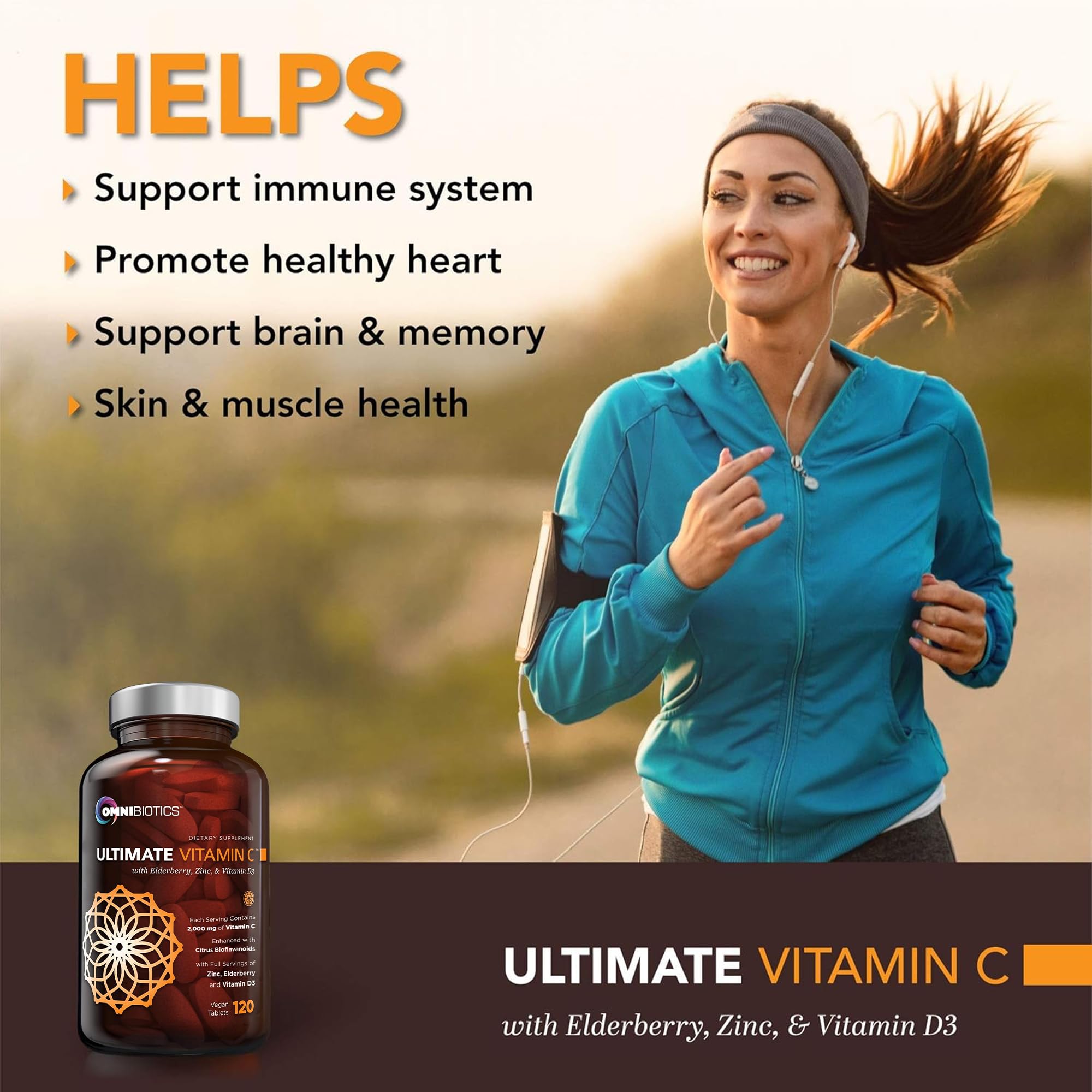 OmniBiotics capsules close-up showcases high-potency vitamin C for daily immune support.