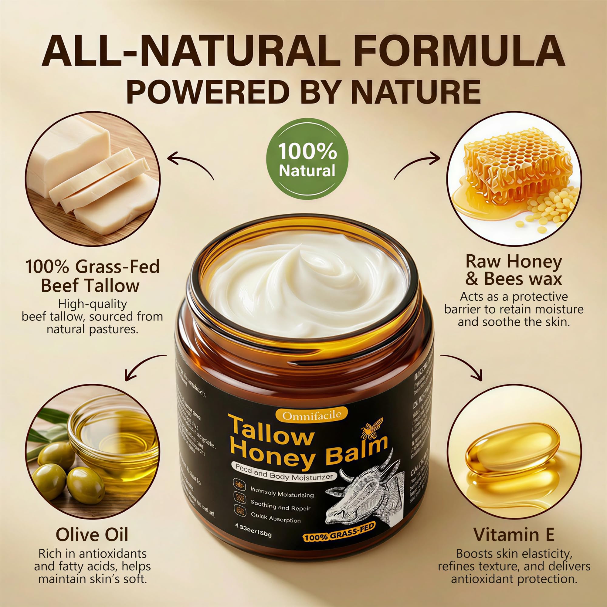 Omnifacile body balm tallow for dry patches and elbows