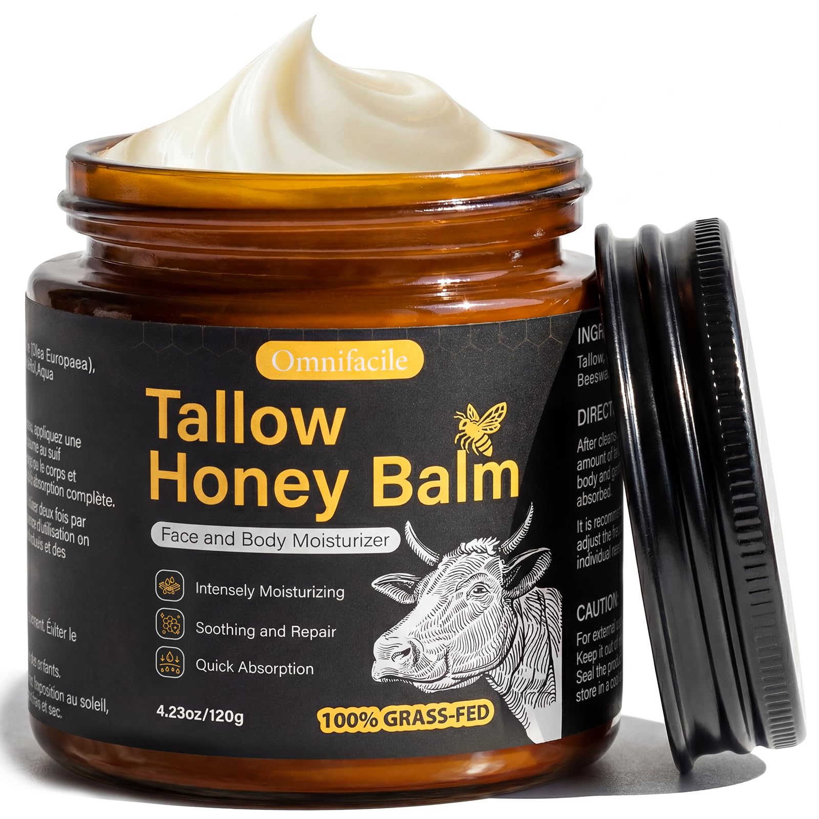 Omnifacile whipped beef tallow face moisturizer for gentle hydration