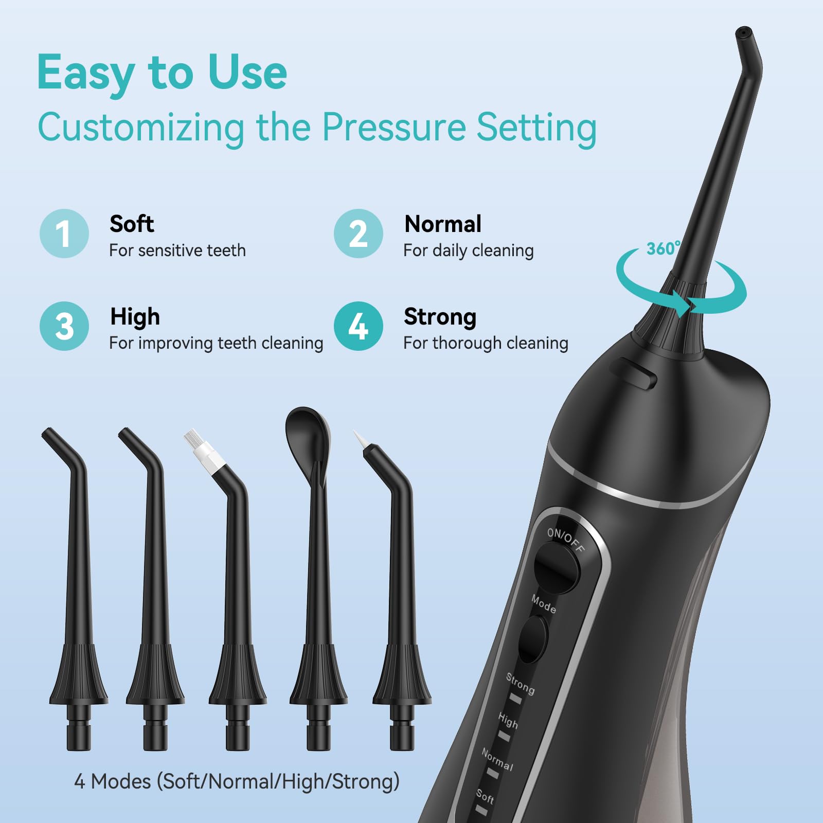 Omnismei USB-C charging cable included with the flosser for easy charging.
