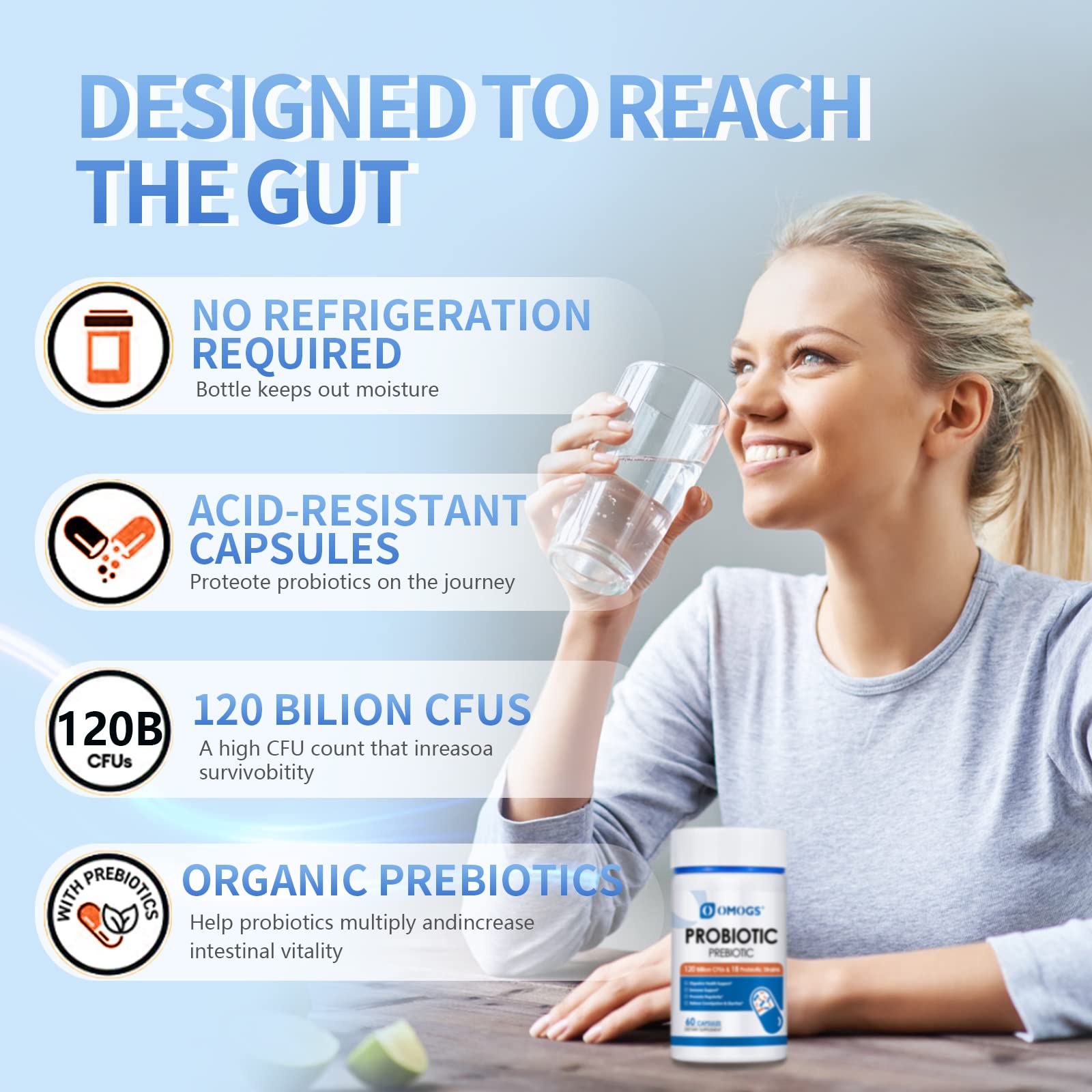 OMOGS Probiotics for adults to support digestion daily