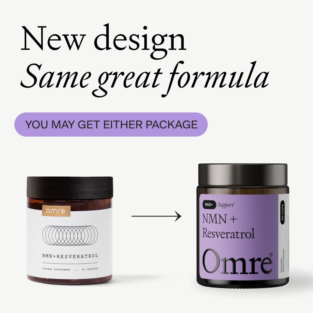OMRE NMN + Resveratrol capsules for convenient daily intake and vitality support.
