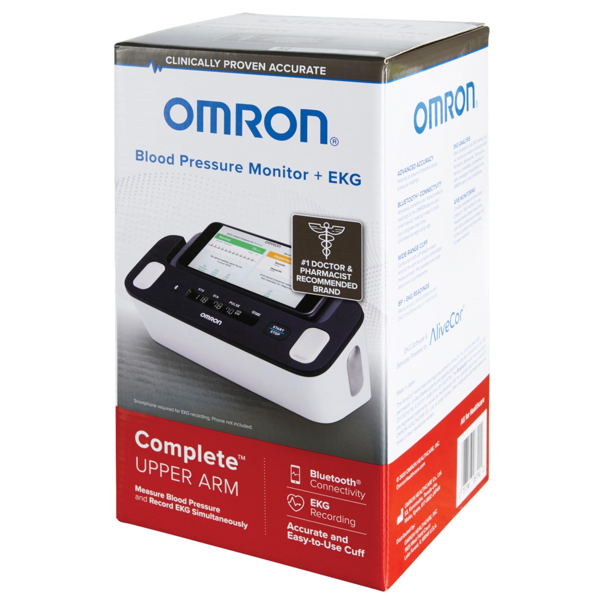 Omron BP EKG reading display highlights BP and rhythm data at a glance