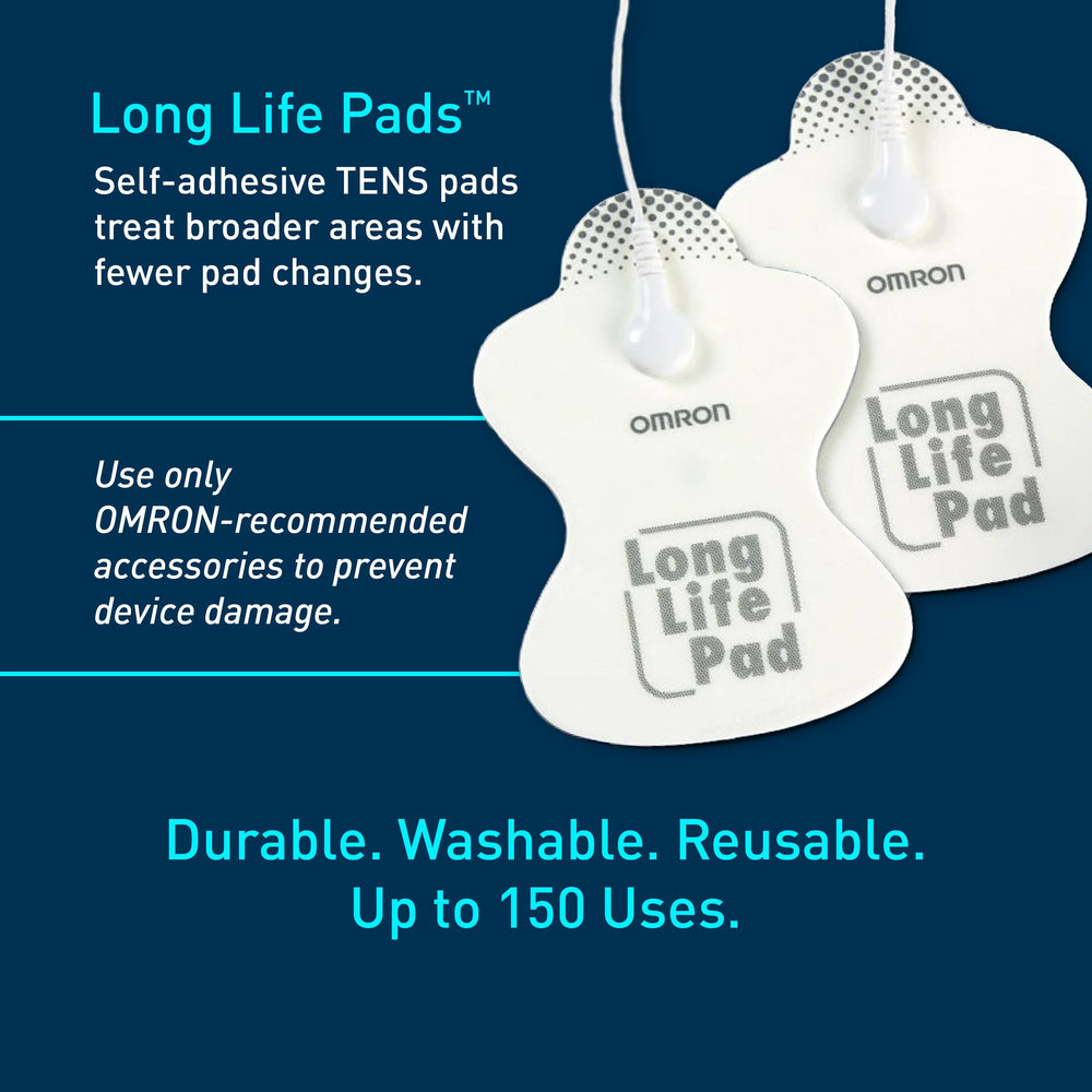 Omron reusable pads for extended sessions, saving time and cost.