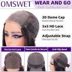Omswet Wear and Go Bob Wig glueless cap design for secure glue-free fit.