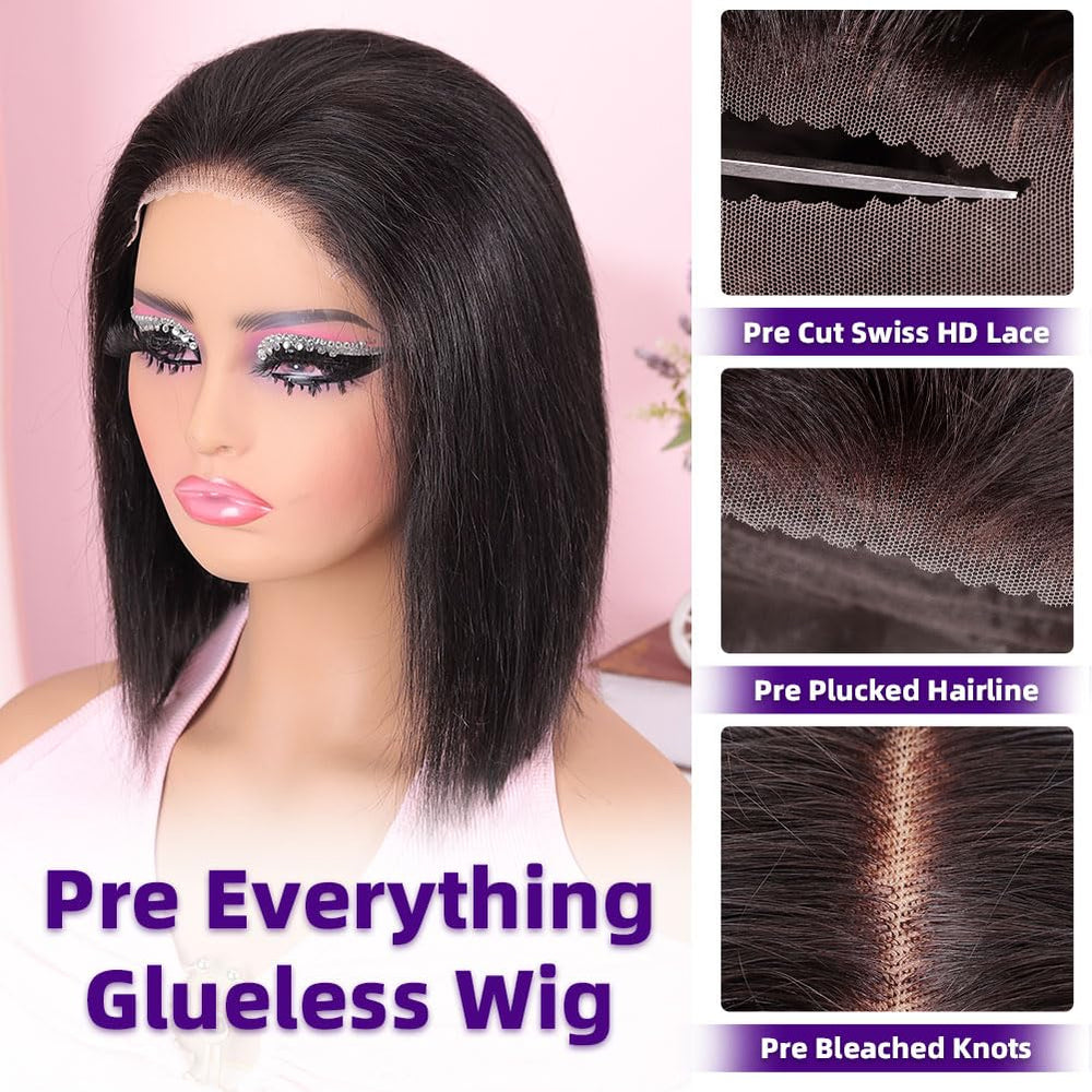 Omswet Wear and Go Bob Wig with pre bleached knots for ready to wear look.