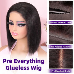 Omswet Wear and Go Bob Wig with pre bleached knots for ready to wear look.