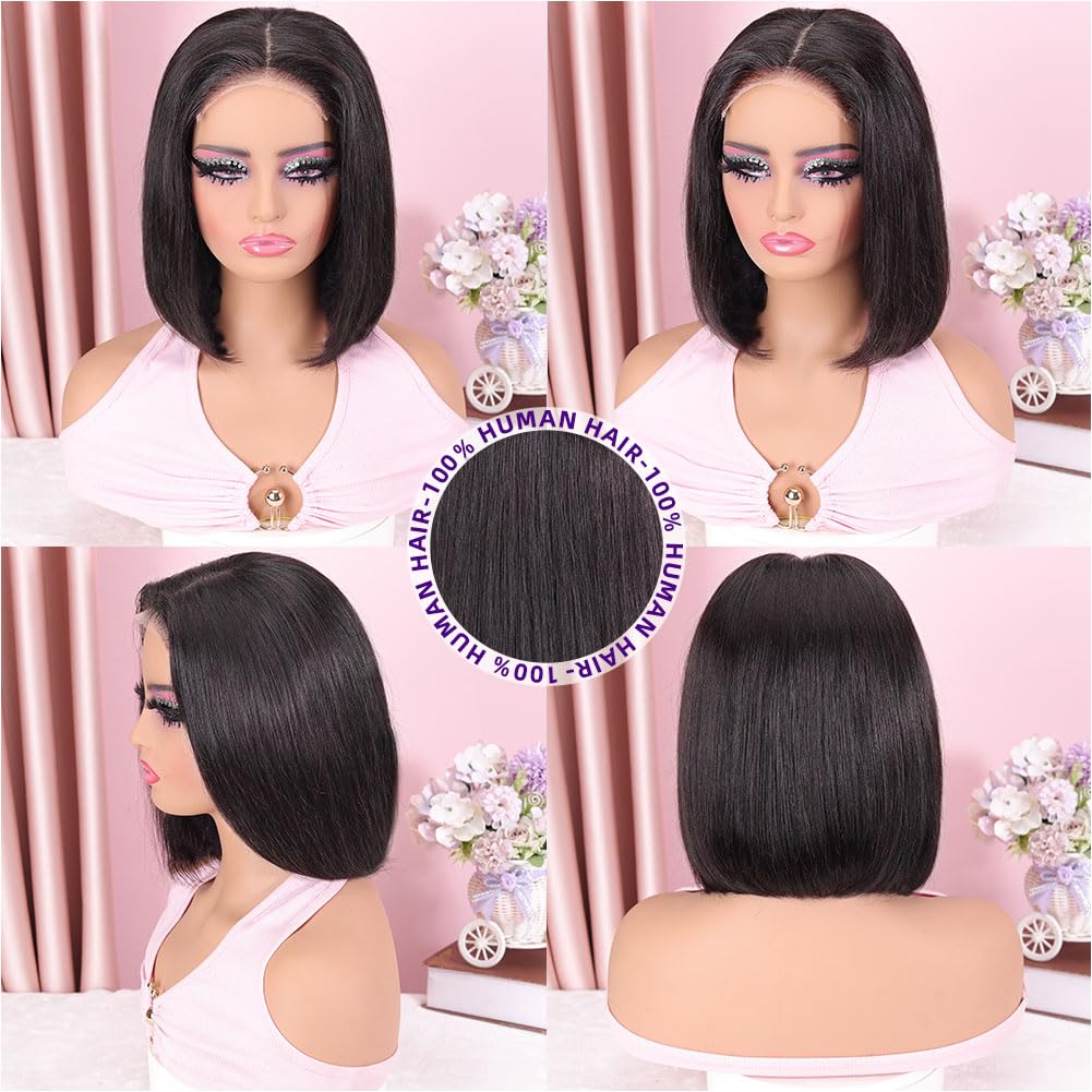Omswet Wear and Go Bob Wig with pre plucked hairline for soft defined edge.