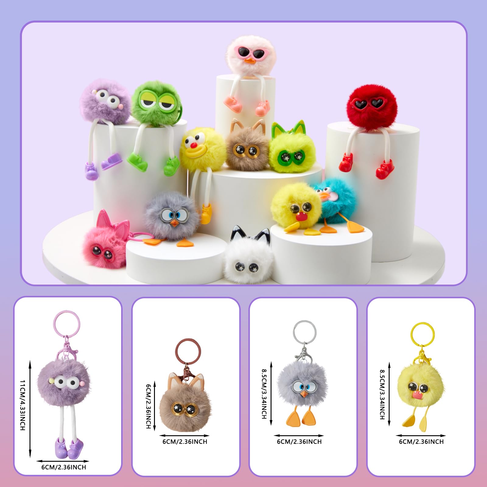 OMyFav fluffy plush keychains bulk pack add cute, durable backpack accessories