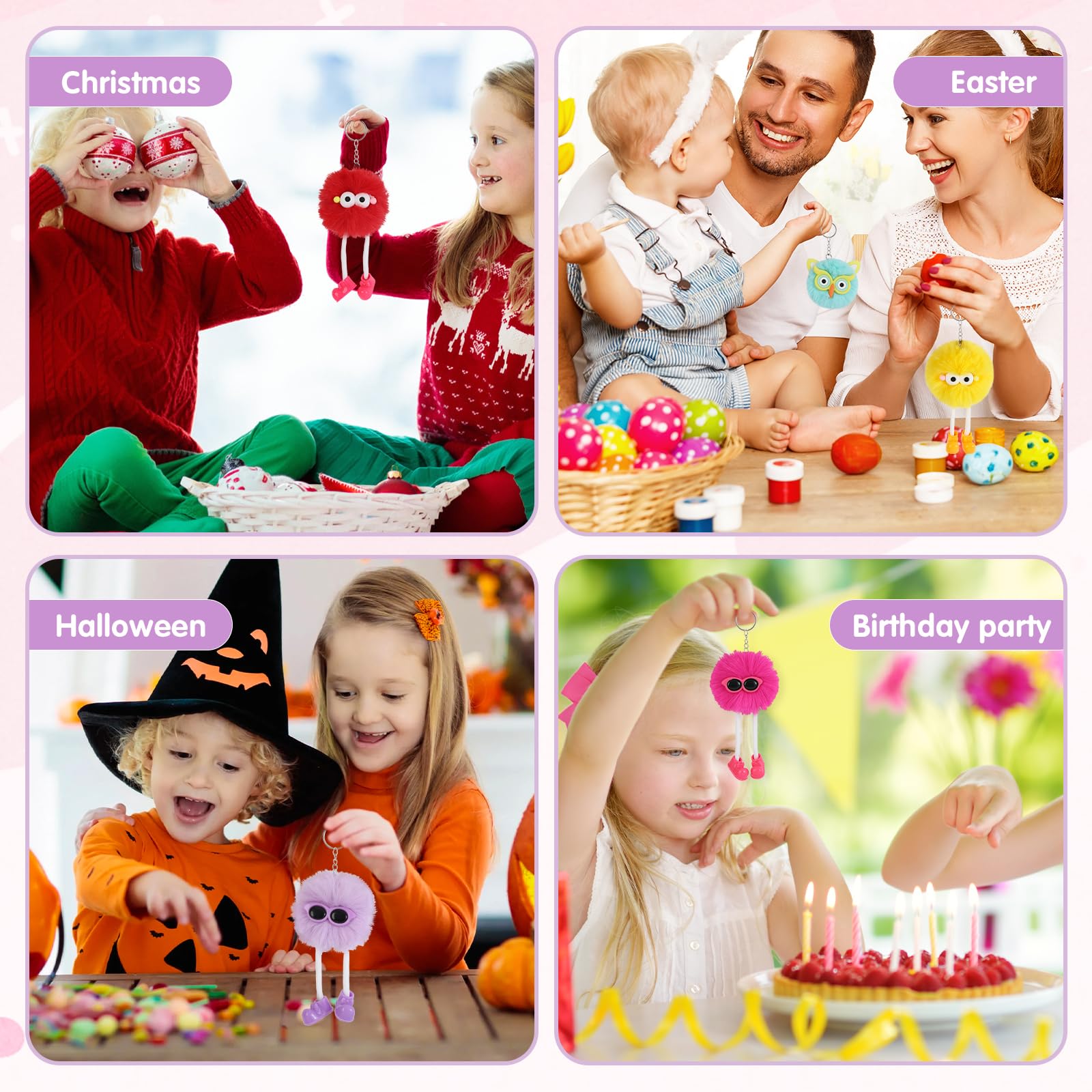 OMyFav soft plush keychains with durable metal rings for daily use.