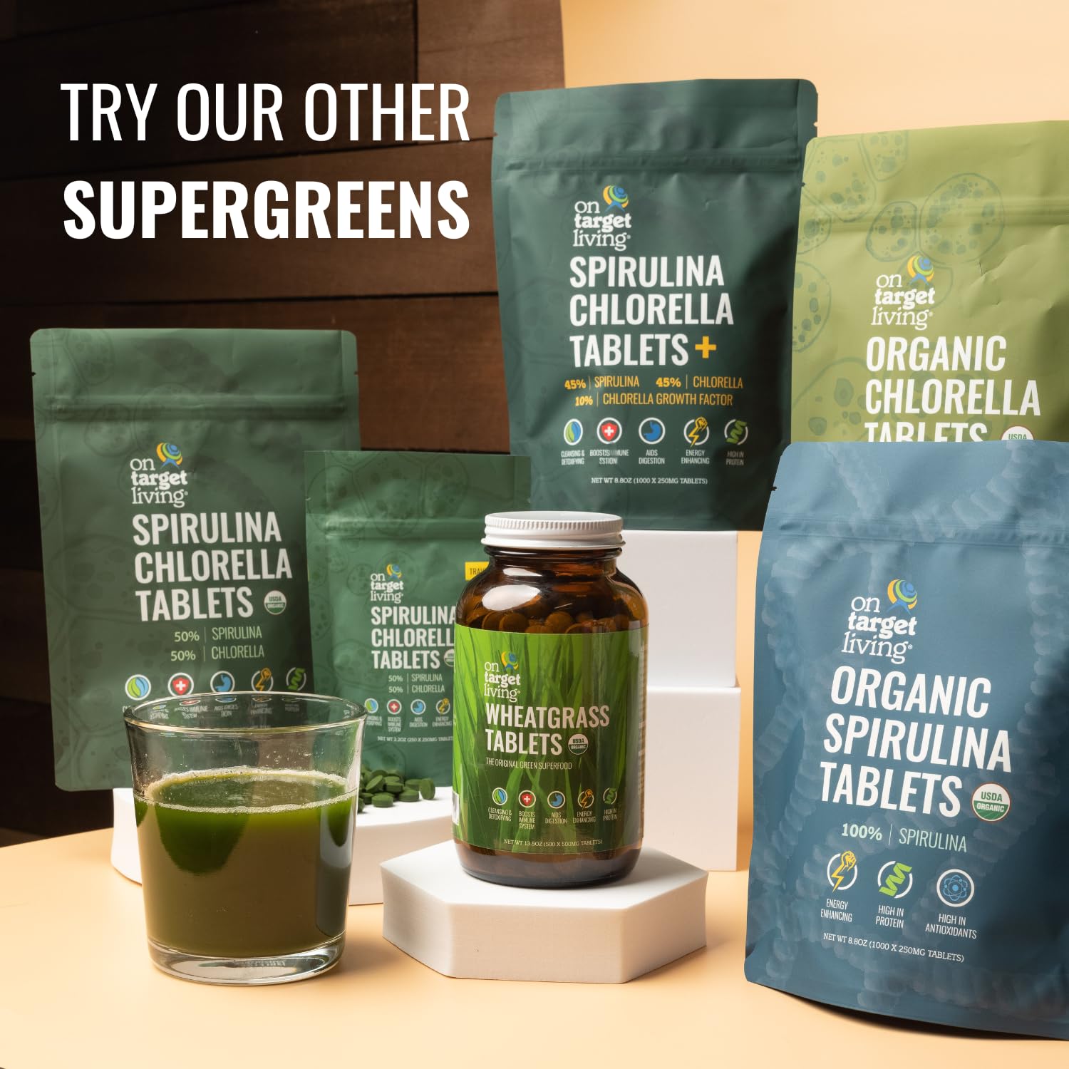 On Target Living packaging designed for easy pantry storage.