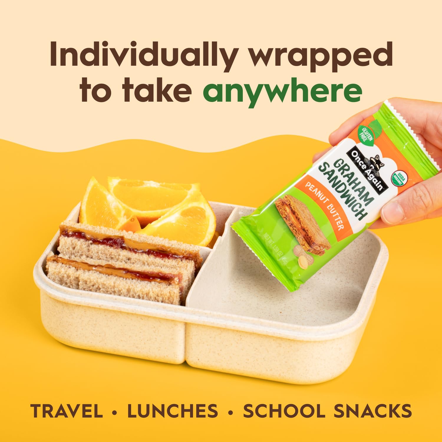 Once Again individually wrapped crackers ideal for school lunches.