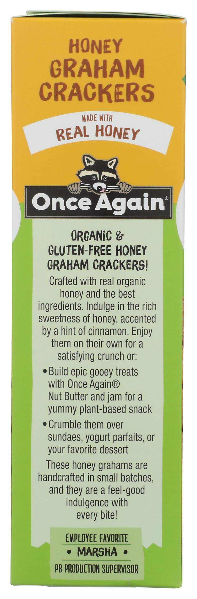 Once Again Organic Honey Graham Crackers beside a honey jar, sweet snack idea.