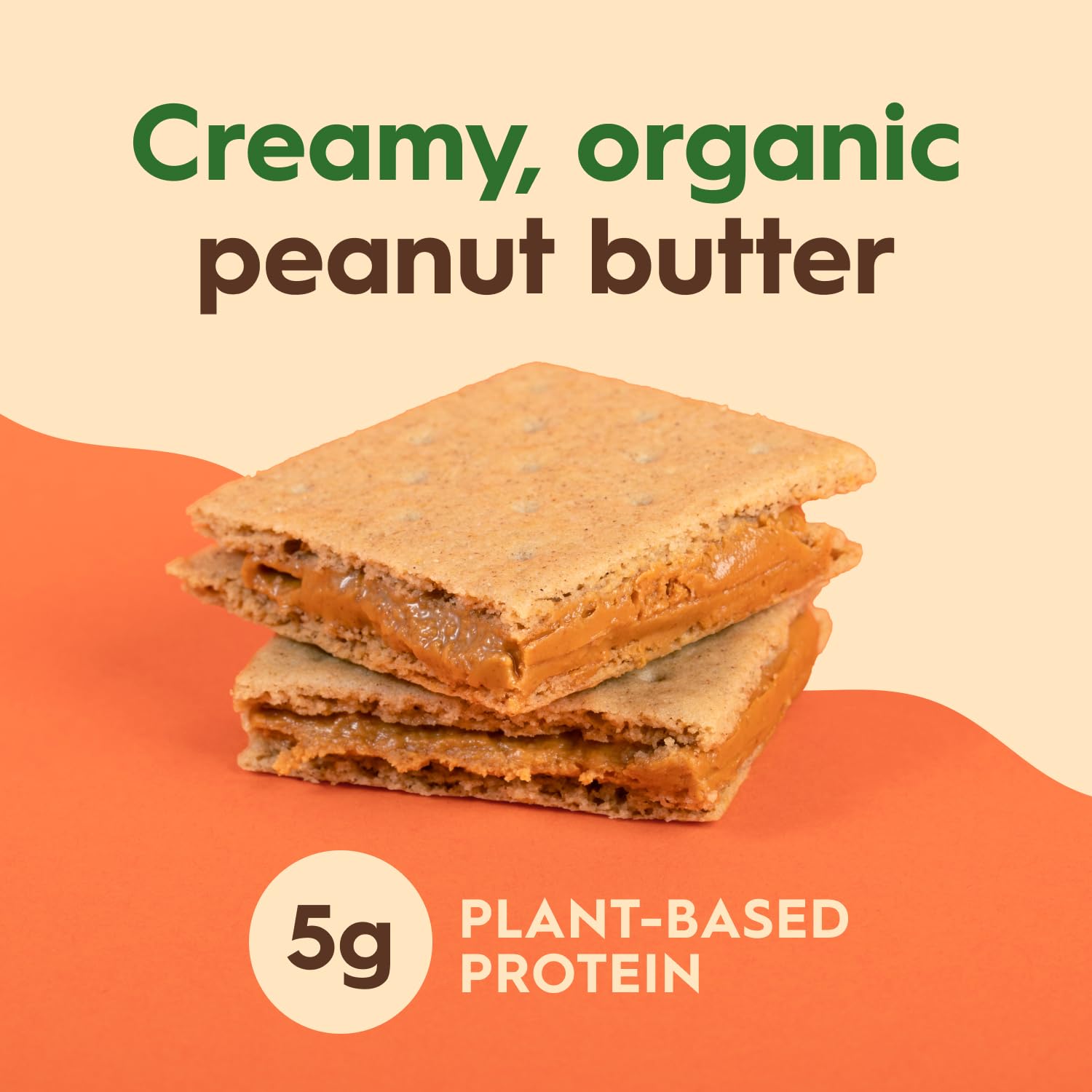 Once Again organic peanut butter filling highlighted in a sandwich cracker.