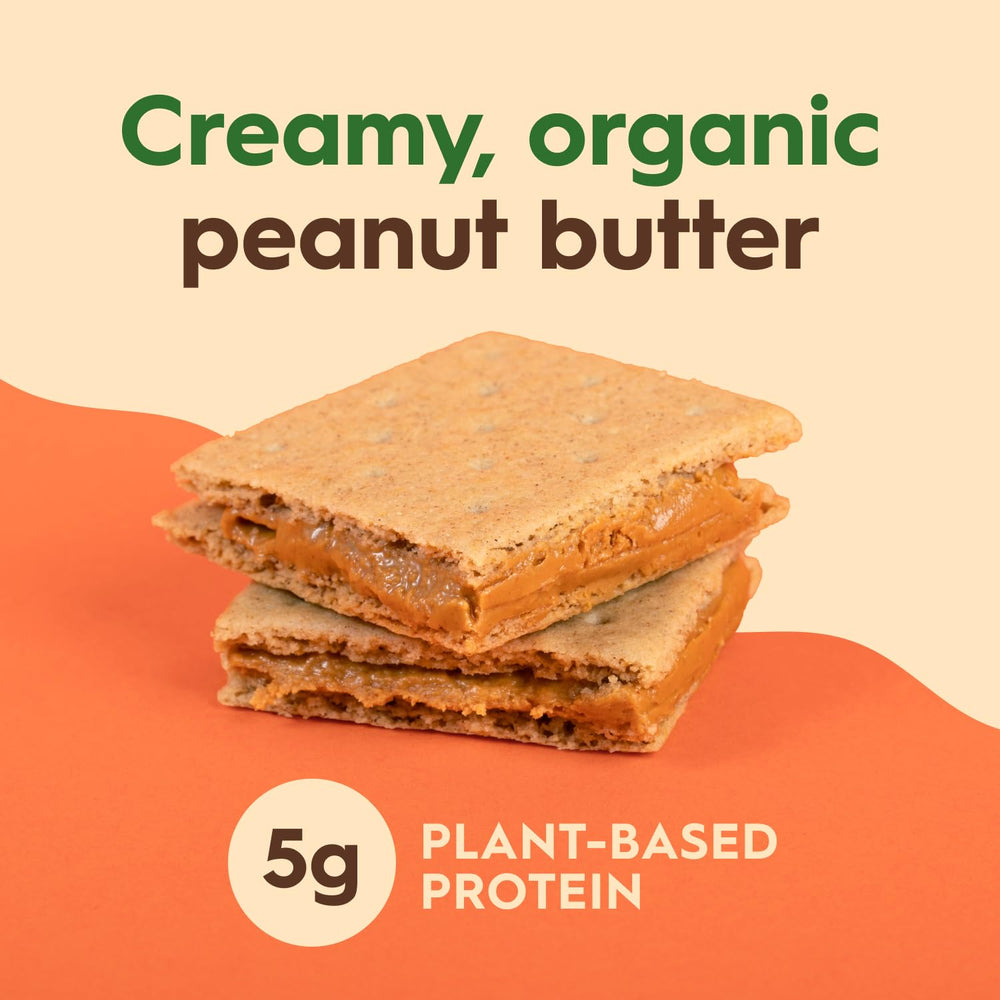 Once Again organic peanut butter filling highlighted in a sandwich cracker.