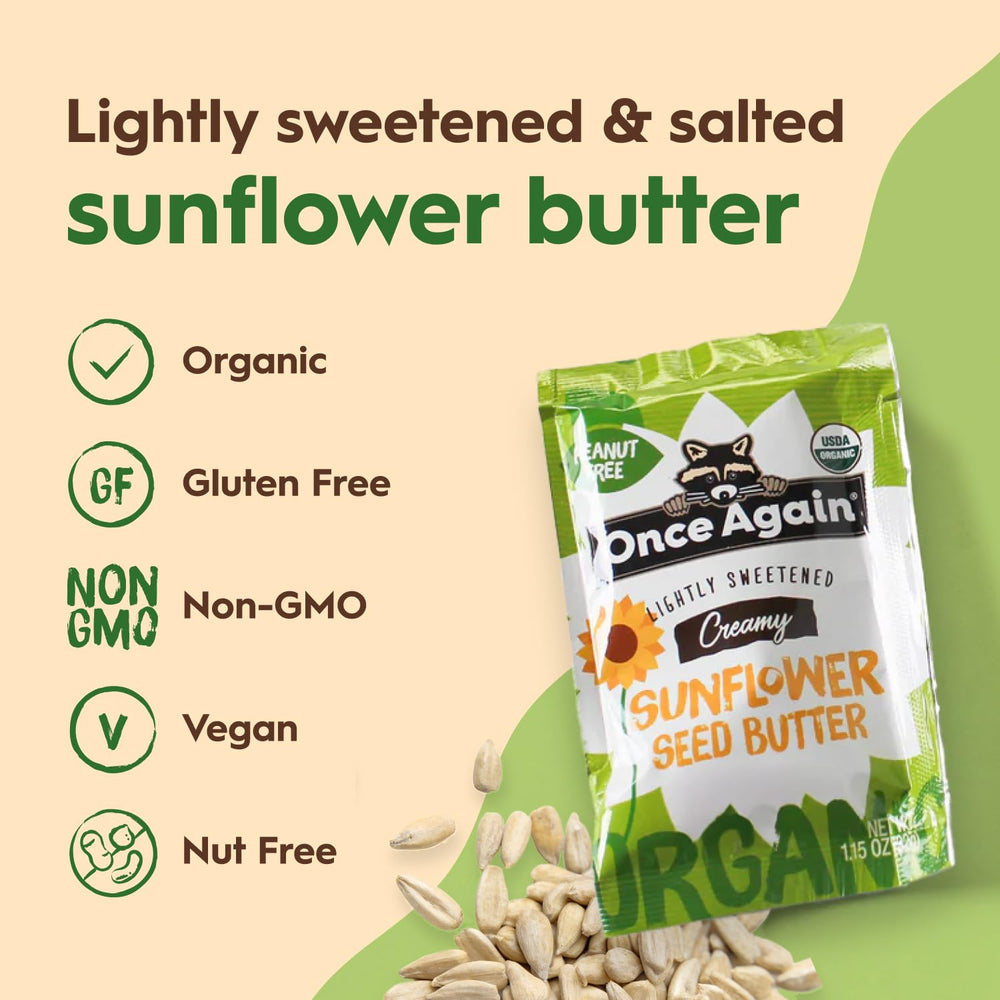Organic and Non-GMO label on Once Again sunflower butter
