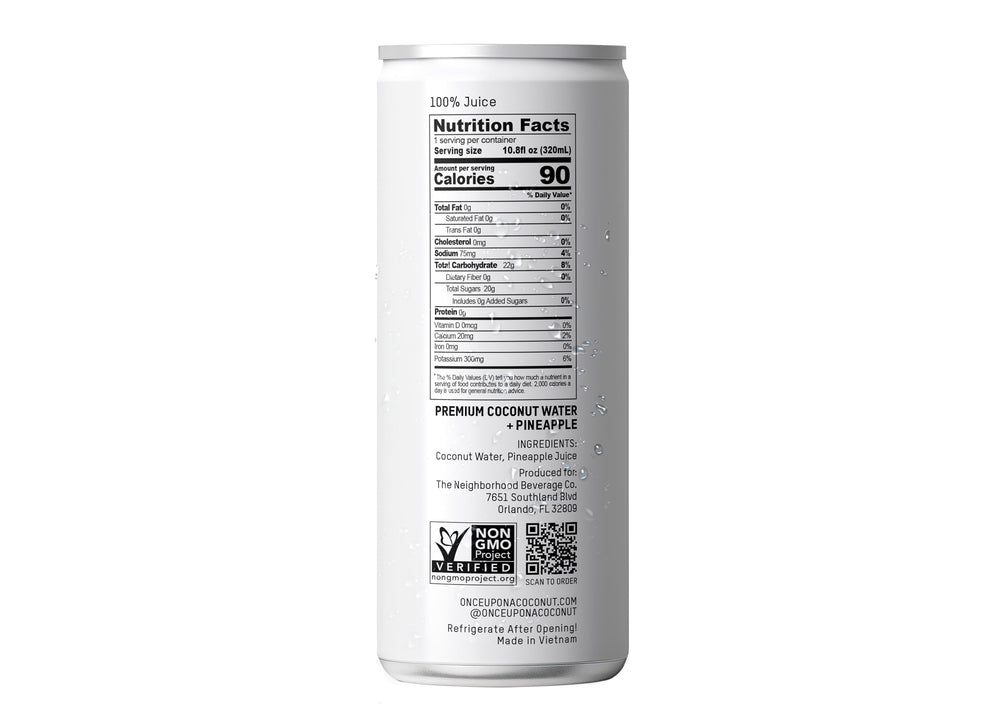 ONCE UPON A COCONUT on-the-go hydration in a recyclable bottle.