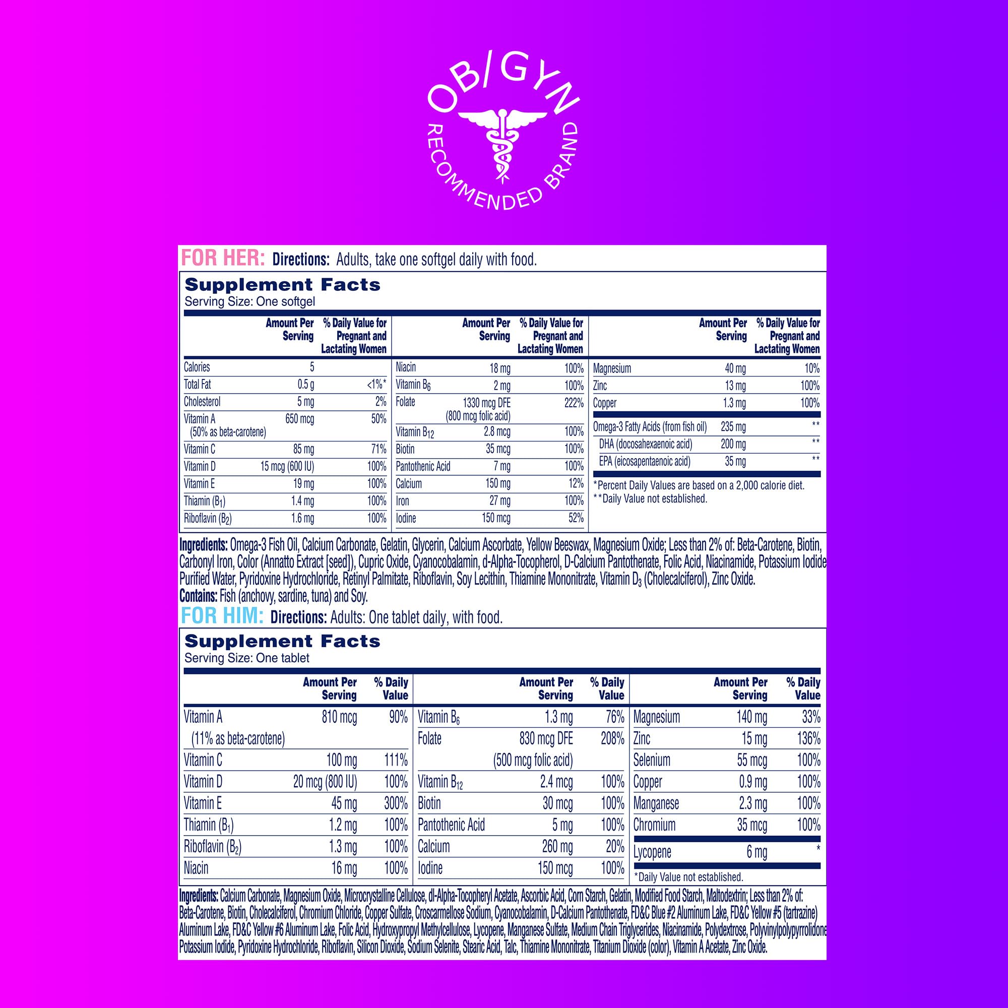 ONE A DAY antioxidant-rich bottle graphic conveys daily protection for reproductive health.
