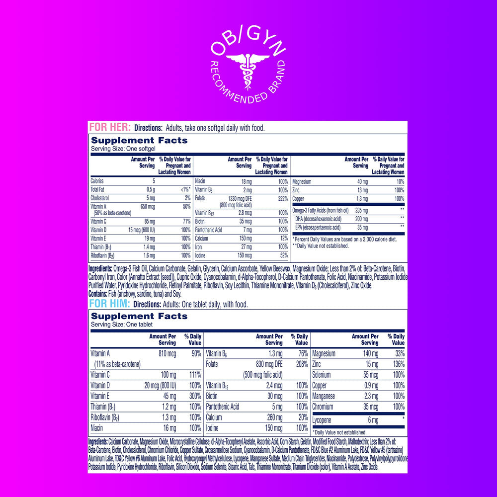 ONE A DAY antioxidant-rich bottle graphic conveys daily protection for reproductive health.