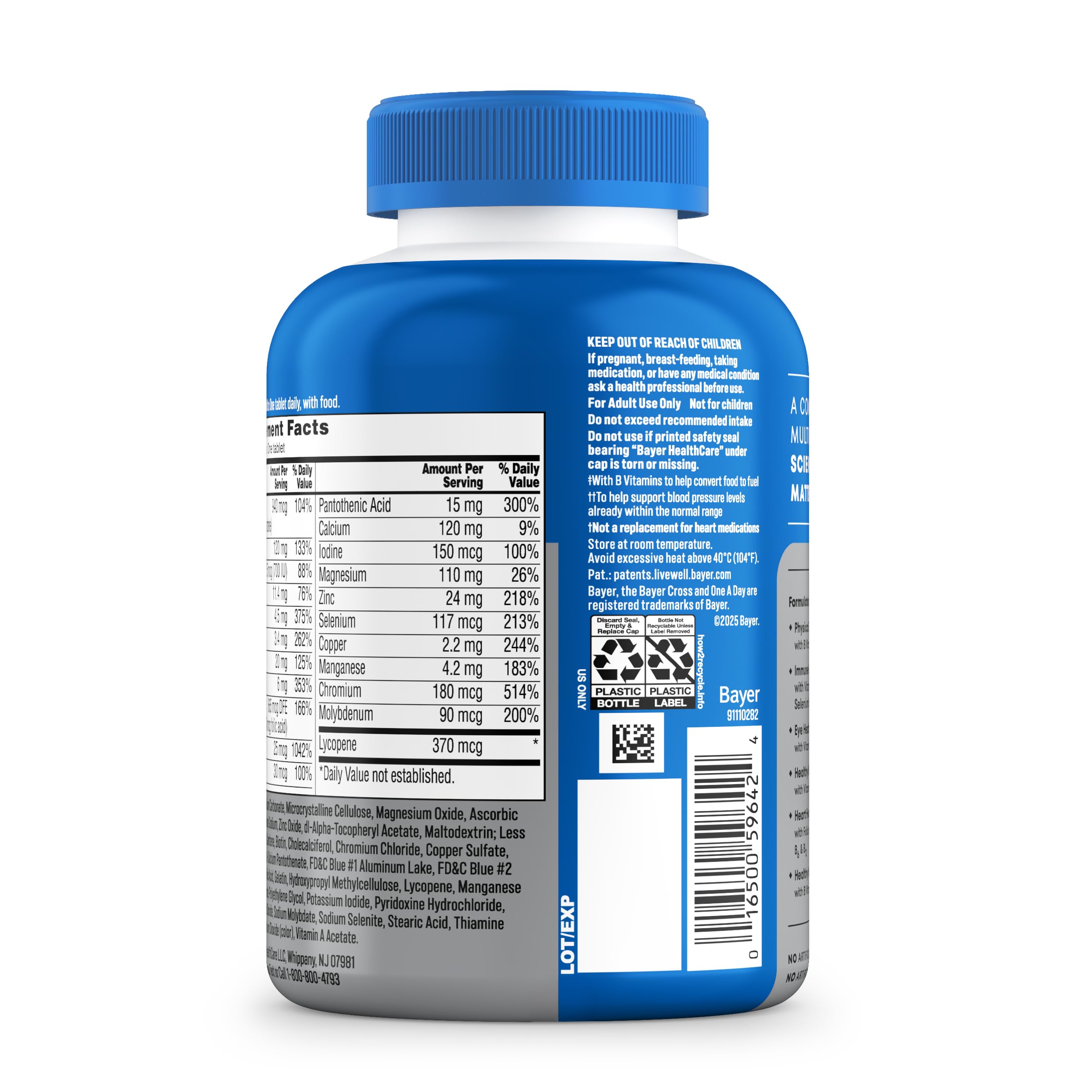 One A Day Men’s 50+ packaging emphasizes heart health and energy