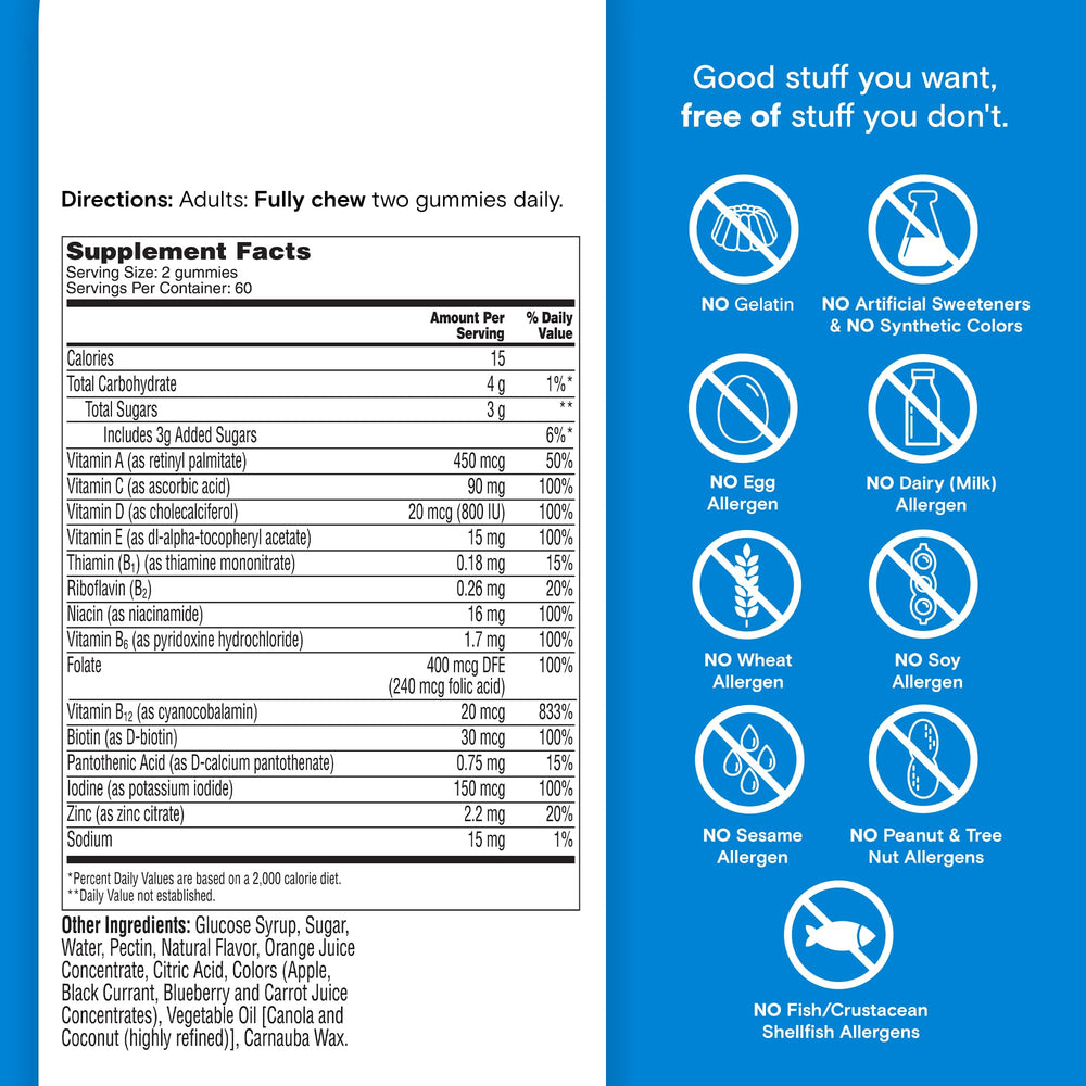 One A Day Men's 50+ bottle nutrition facts highlight key vitamins.