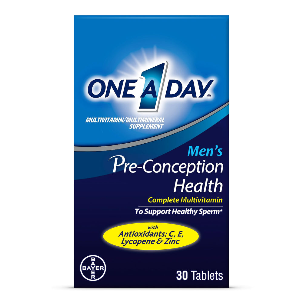 ONE A DAY Men's Pre-Conception Health bottle with tablets supports daily nutrient intake