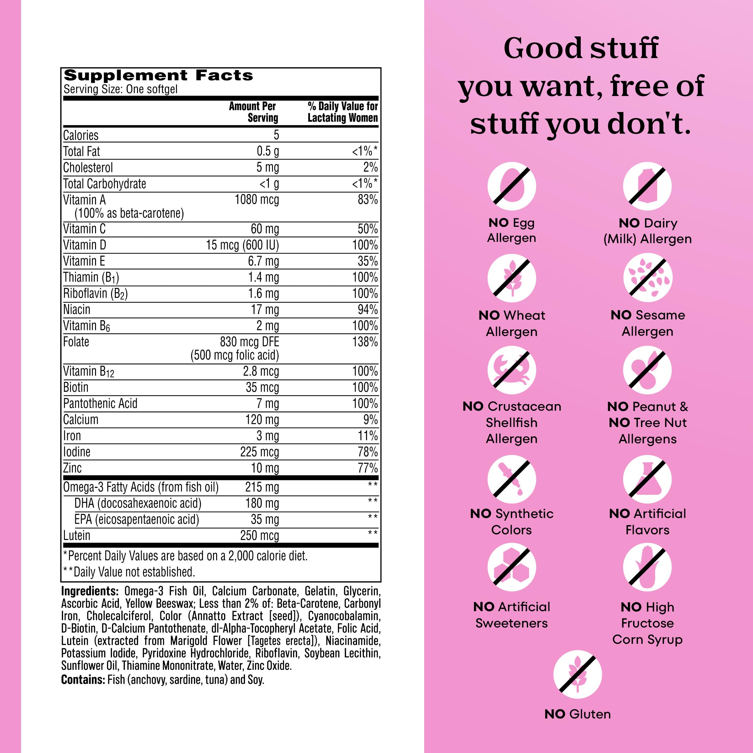 ONE A DAY Postnatal allergen-free label reassures safety for sensitive individuals
