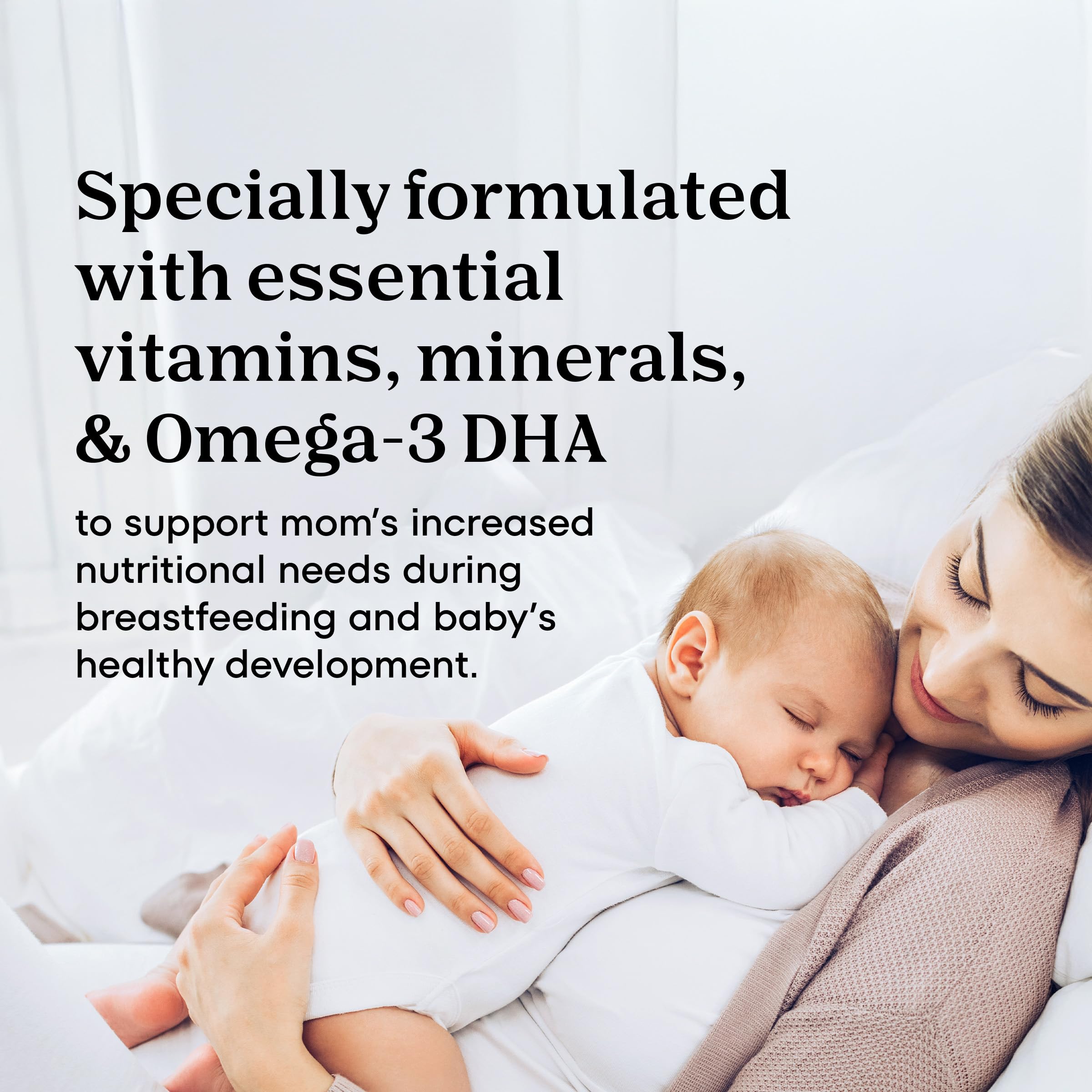 ONE A DAY Postnatal omega-3 dha softgels highlight brain and eye support