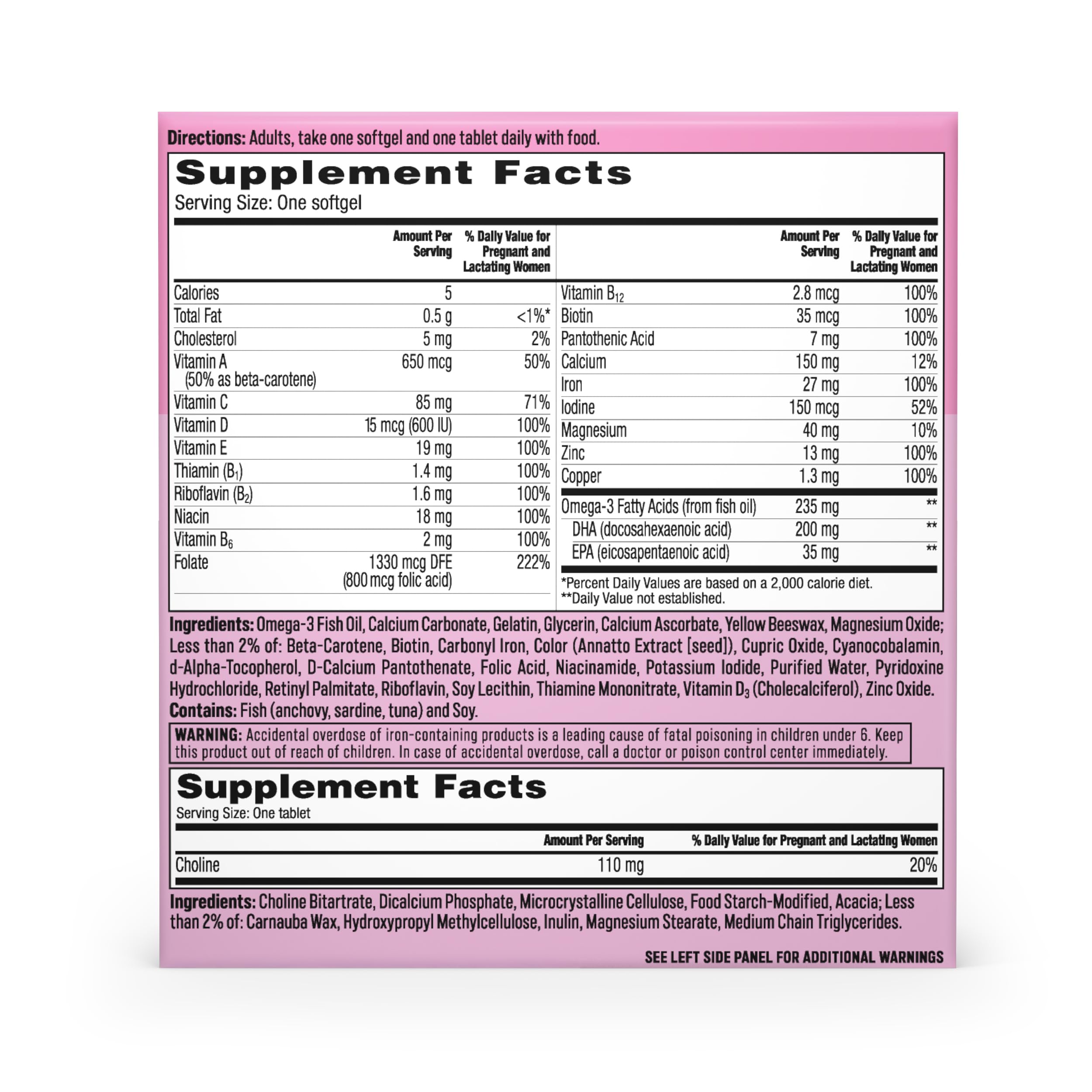 One A Day Prenatal Advanced taken with food for optimal absorption