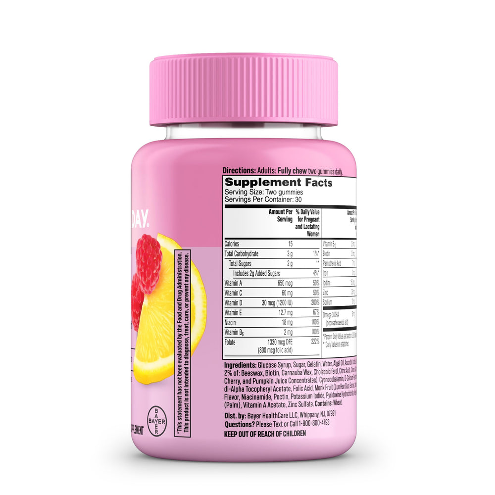One A Day Prenatal Gummies allergen-free badge shown on packaging.