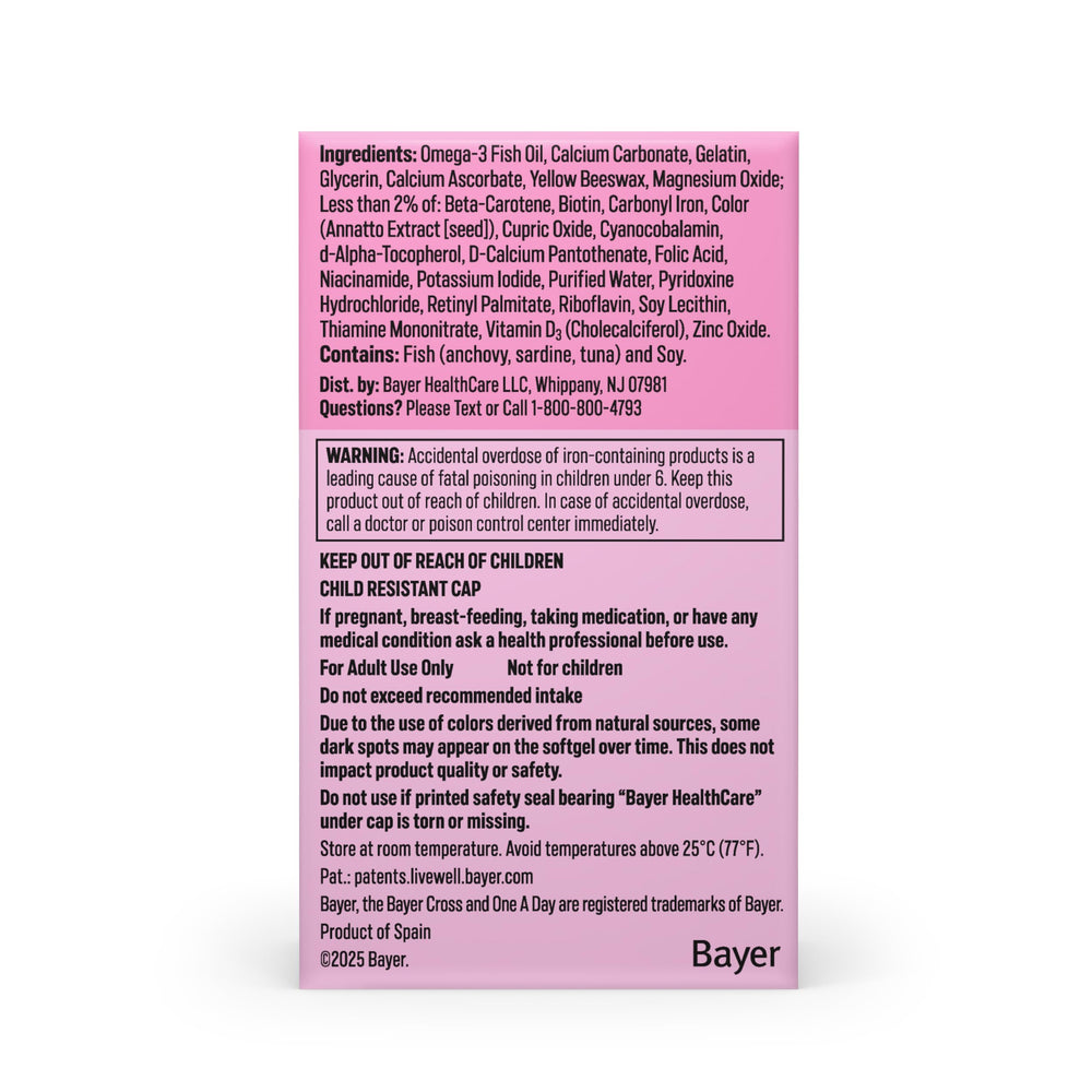 One A Day Prenatal packaging varies, reflecting different packaging designs.