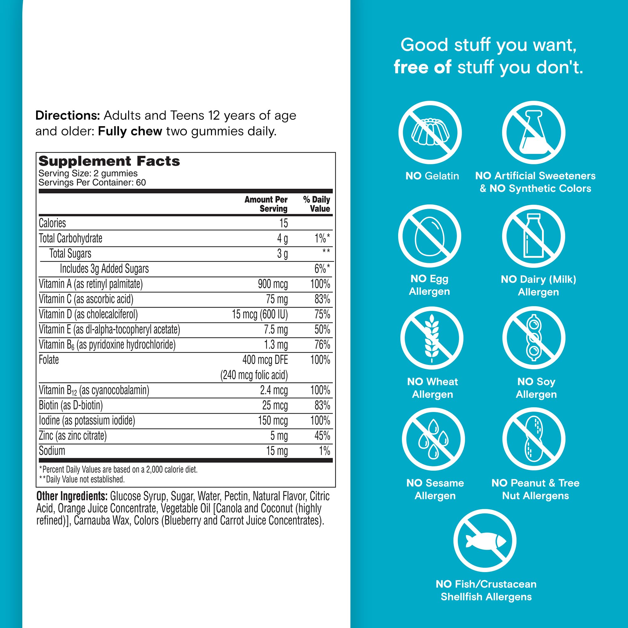 One A Day Teen Boy's Daily Essentials Gummies jar with seal reinforces safety and quality checks.