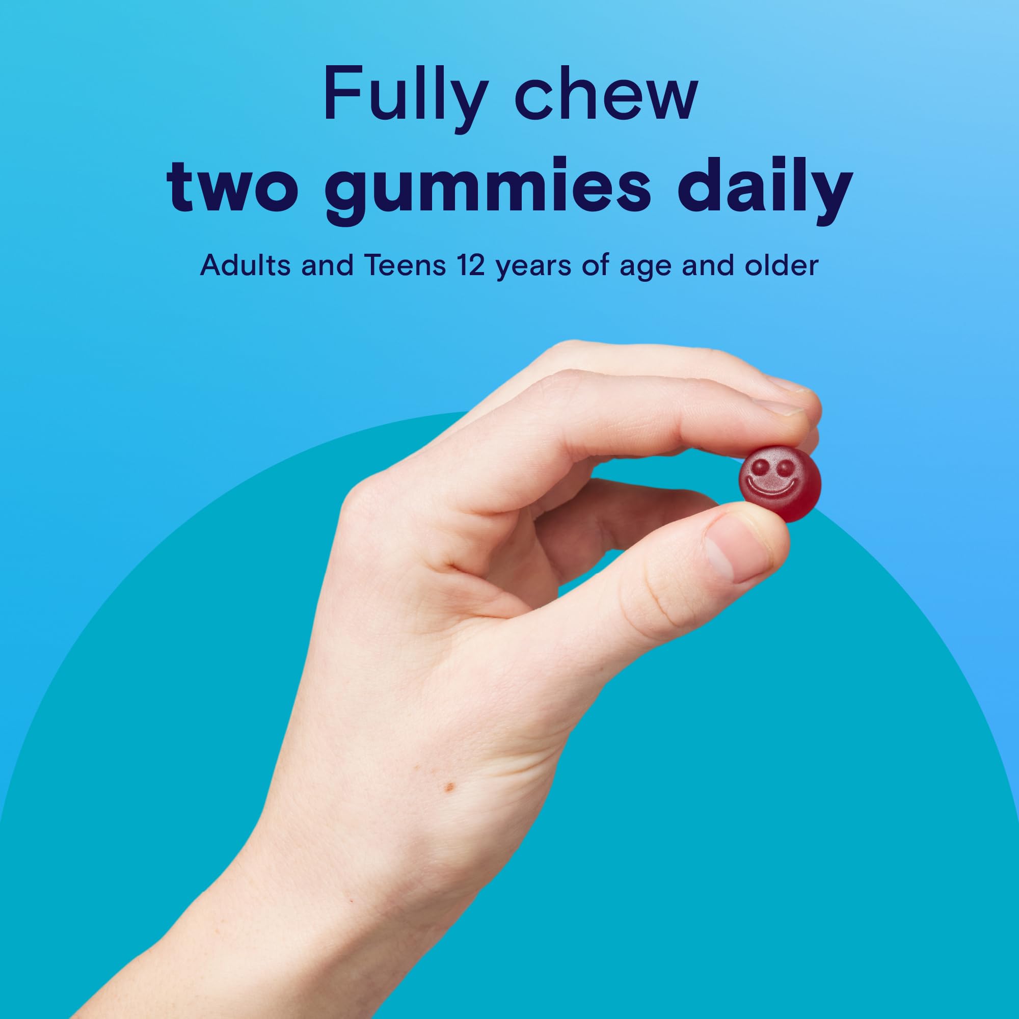 One A Day Teen Boy's Daily Essentials Gummies close-up of raspberry flavor signals tasty daily nutrition.