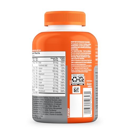 Nutrition panel visible on ONE A DAY 50+ bottle with key minerals.
