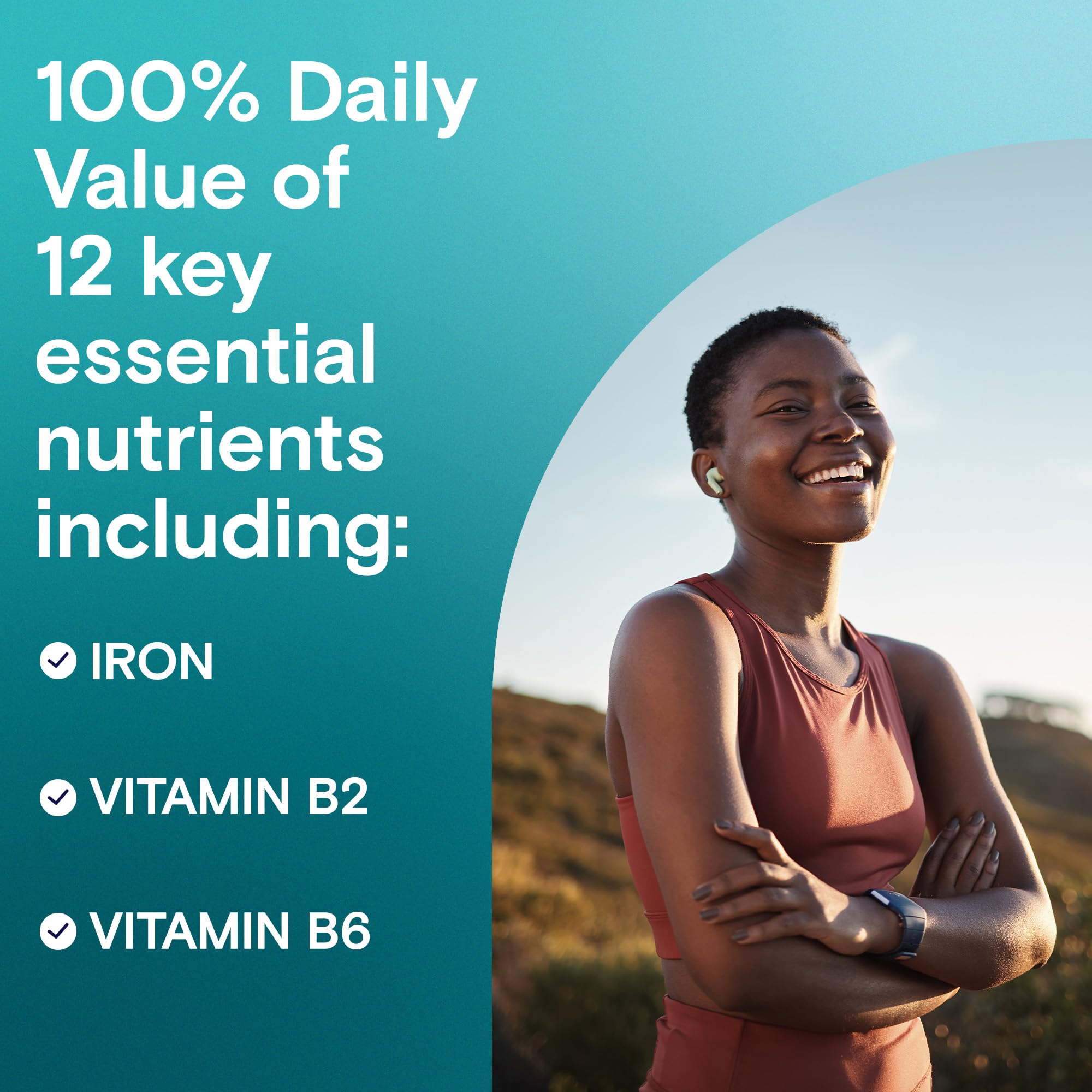 One A Day Women’s Active Metabolism bottle side view on a surface.
